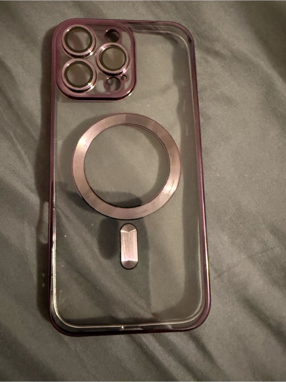 iPhone 16 Pro Max Clear Phone Case with Rose Gold MagSafe Ring